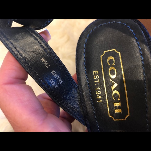 Coach Leather/Canvas Wedge Shoes - Picture 4 of 7